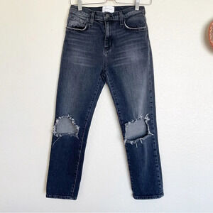 Current Elliot distressed straight leg jeans black Sz 26
